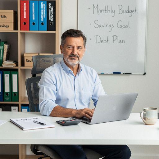 Családi költségvetés tervezése papíron, színes grafikonokkal.